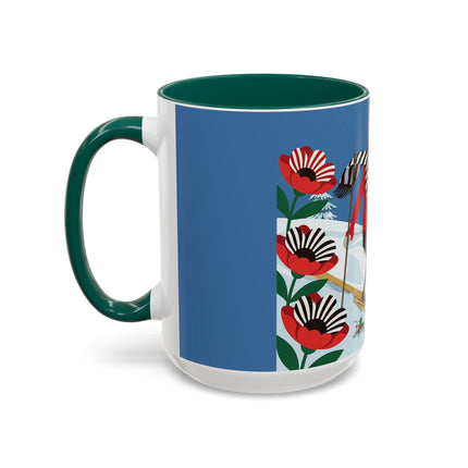 🎿🎄 The Christmas Holly Skier Colorful Mug – Whimsical Holiday Fantasy