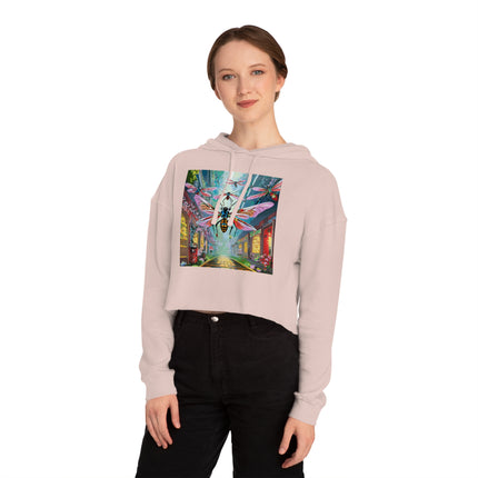 Neon Swarm Cropped Hooded Sweatshirt