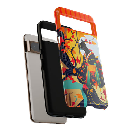 Black Cat in Kimono Phone Cases