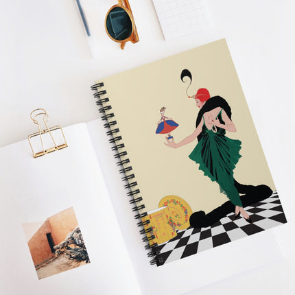 The Marionette Spiral Notebook – Theatrical Glamour & Vintage Cabaret Charm