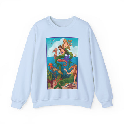 Three Mermaids with Strings of Pearls by Carlo Chiostri Heavy Blend™ Crewneck Sweatshirt