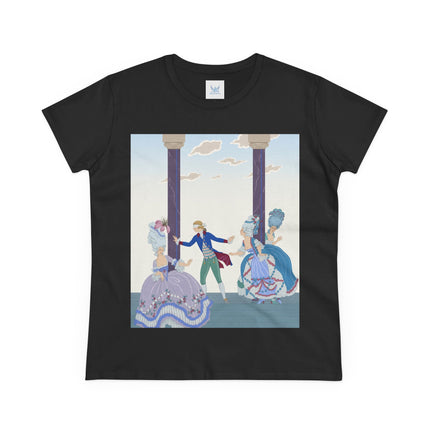 🎭🌸 The Garden Masquerade Cotton Tee – Art Deco Fashion Illustration