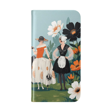 🌼🖤 The Ladies Of The Garden Promenade Flip Case – Art Deco Floral Fashion