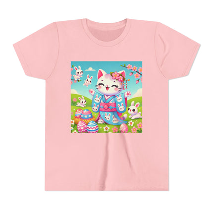 Springtime Kitten’s Easter Joy Youth Short Sleeve Tee