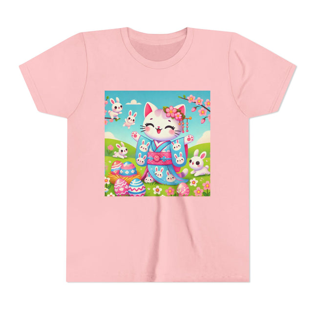 Springtime Kitten’s Easter Joy Youth Short Sleeve Tee