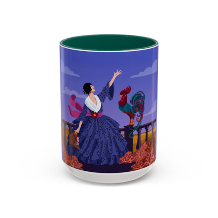 The Dawn Serenade Colorful Mug (11oz, 15oz) – Rooster Beauty, Morning Charm & Art Deco Elegance
