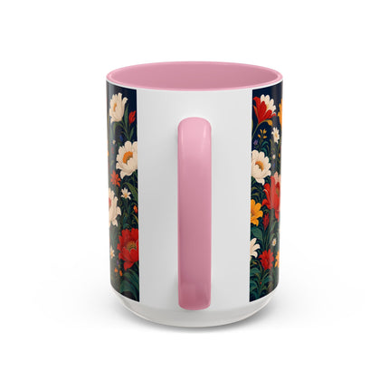 🌺🐦 The Enchanted Birdcage Garden Colorful Mug – Art Deco Floral Fantasy