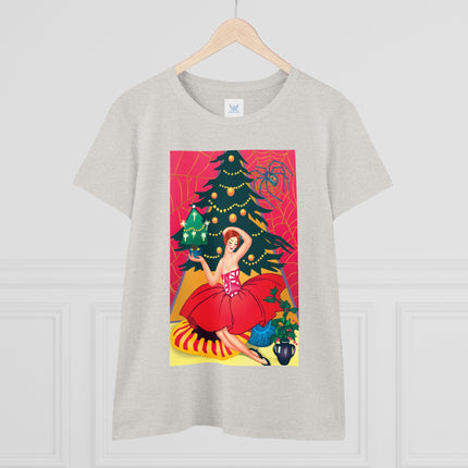 Art Deco Christmas Enchantment Women's Midweight Cotton Tee