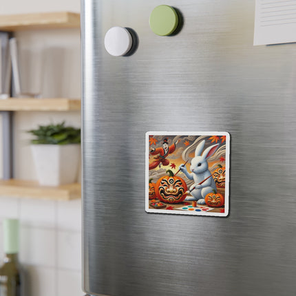 Halloween Rabbit’s Kabuki Jack-o’-Lanterns Die-Cut Magnets (4 Sizes)