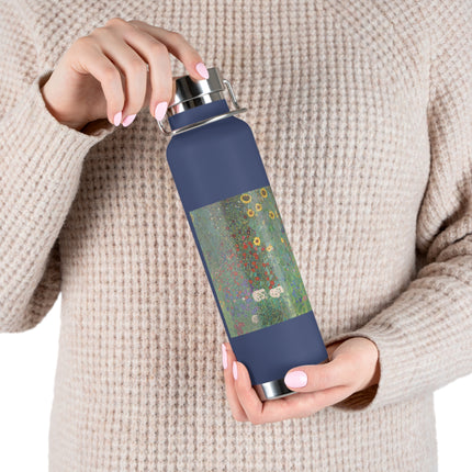 Farm Garden with Sunflowers by Gustav Klimt Copper Vacuum Insulated Bottle, 22oz