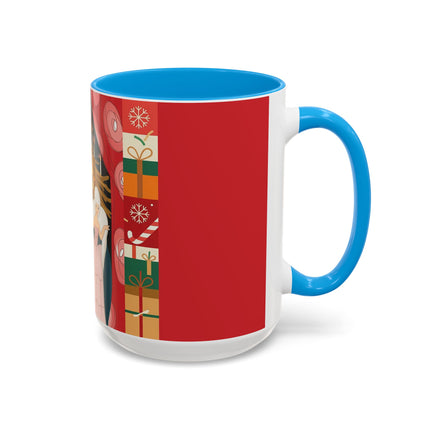 ❤️ The Lady Of The Candlelit Christmas Alcove Colorful Mug – Art Deco Holiday Elegance