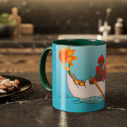 A Rooster's Seafaring Adventure Colorful Mugs, 11oz