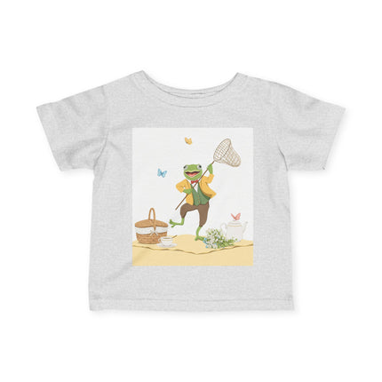 🐸🦋 The Little Butterfly Chasing Frog Infant Fine Jersey Tee – Whimsical Woodland Charm