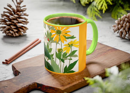 Clerodendrum & Rudbeckia Flower by Tanigami Kônan Colorful Mugs (11oz, 15oz)