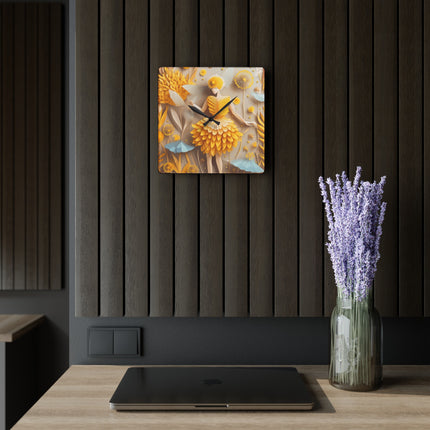 Dandelion Fairy Acrylic Wall Clock, Round and Square