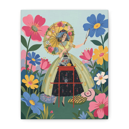 🌸🪞 The Floral Parasol Reflection Placemat – Art Deco Garden Fantasy