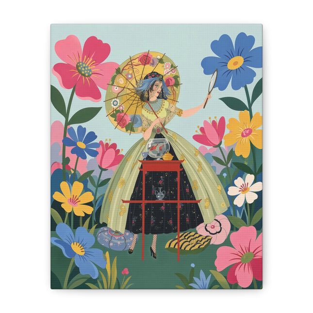 🌸🪞 The Floral Parasol Reflection Placemat – Art Deco Garden Fantasy