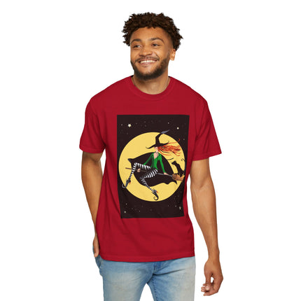 A Witch’s Moonlit Flight Unisex Garment-Dyed T-shirt