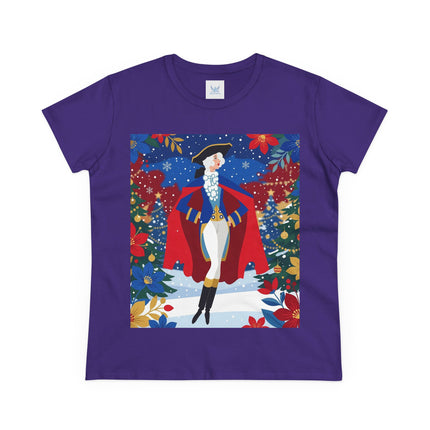 🎄🎭 The Christmas Masquerade Lady Cotton Tee – Art Deco Holiday Glamour