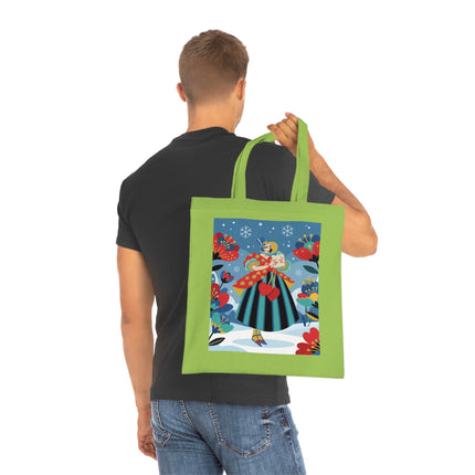 ❤️❄️ The Winter Heart Messenger Cotton Tote Bag – Art Deco Winter Enchantment