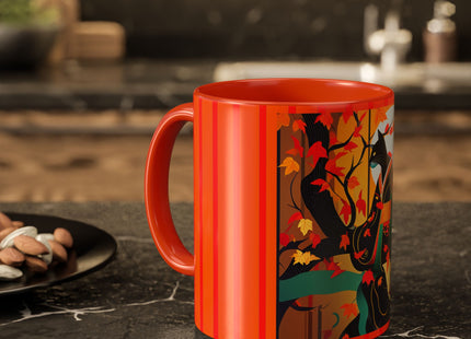 Black Cat in Kimono Colorful Mugs, 11oz