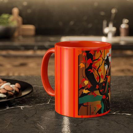 Black Cat in Kimono Colorful Mugs, 11oz