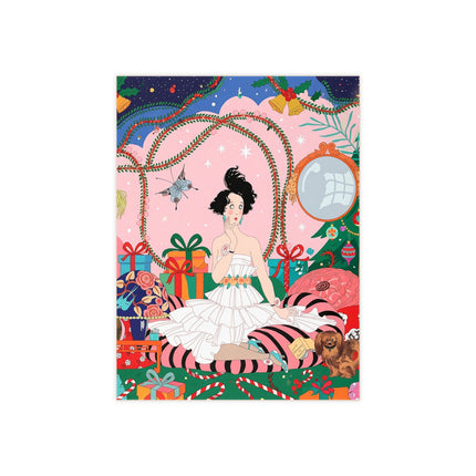 🎄🌹 Christmas Morning In The Rose Parlor Ceramic Tile – Art Deco Holiday Elegance