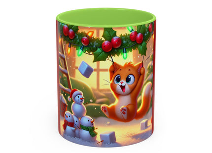 Naughty or Nice Kitten Christmas Colorful Mugs (11oz, 15oz)