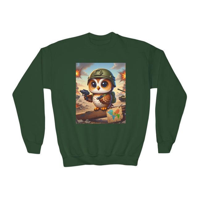 Owl on the Front Lines Youth Crewneck Sweatshirt – Courage, Wisdom & Quiet Strength