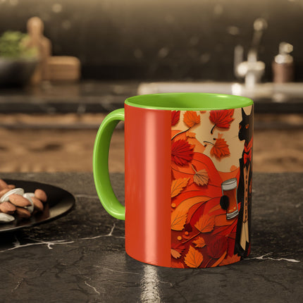 Siamese Cat at an Autumn Harvest Fair Colorful Mugs (11oz, 15oz)