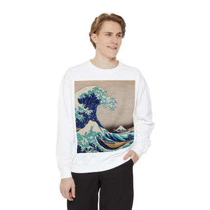 The Great Wave off Kanagawa by Katsushika Hokusai Garment-Dyed Sweatshirt