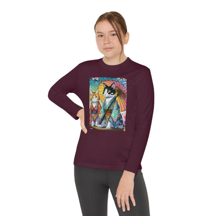 Kimono Kitties Youth Long Sleeve Competitor Tee – Anime Charm & Whimsical Elegance