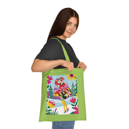 🎄🌺 Christmas In The Winter Garden Cotton Tote Bag – Art Deco Holiday Whimsy