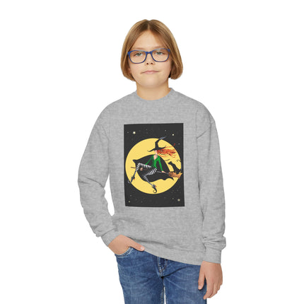 A Witch’s Moonlit Flight Youth Crewneck Sweatshirt