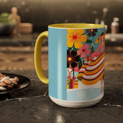 🌼🎄 The Christmas Blossom Belle Colorful Mug – Colorful Art Deco Holiday Fantasy
