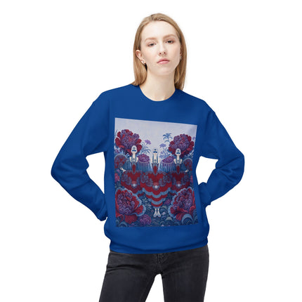🎭🌺 The Enchanted Garden Masquerade Trio Midweight Crewneck Sweatshirt – Art Deco Floral Elegance