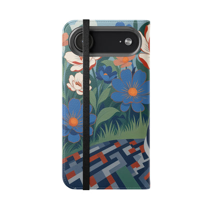 🌺🪞 The Lady Of The Grand Flower Salon Flip Case – Art Deco Floral Elegance