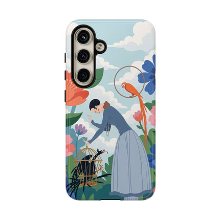 🦜🌺 The Lady Of The Garden Aviary Phone Case – Art Deco Floral Whimsy