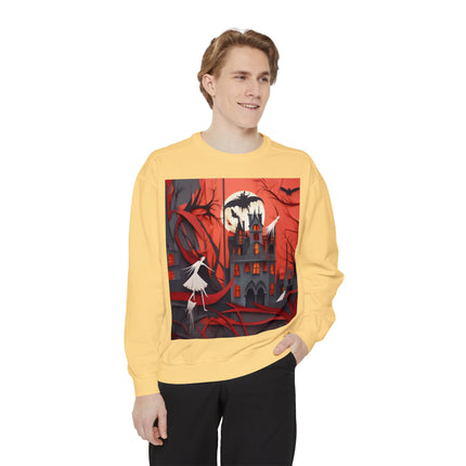 Halloween Night Scene Unisex Garment-Dyed Sweatshirt