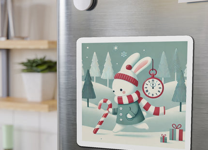Candy Cane Timekeeper Bunny Die-Cut Magnets (5 Sizes)