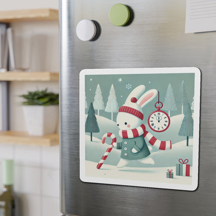 Candy Cane Timekeeper Bunny Die-Cut Magnets (5 Sizes)