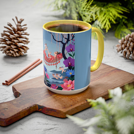 The Ladies Of The Enchanted Hammock Colorful Mugs – Art Deco Whimsical Garden Elegance