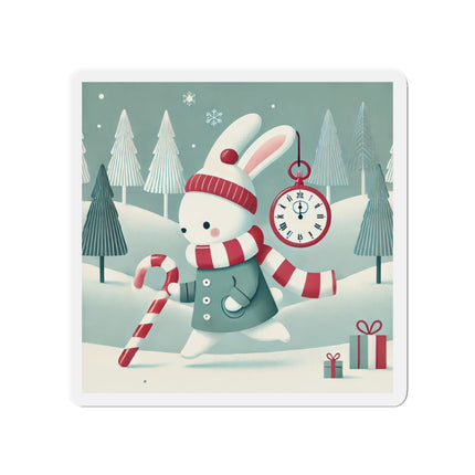 Candy Cane Timekeeper Bunny Die-Cut Magnets (5 Sizes)