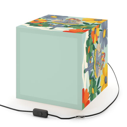 ❄️🌼 The Winter Flower Wanderer Light Cube Lamp – Colorful Art Deco Snow Fantasy