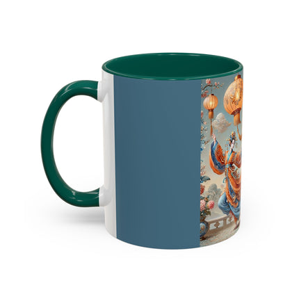 Golden Dragon & Lantern Lady Colorful Mug – Imperial Dragon & Elegant Harmony