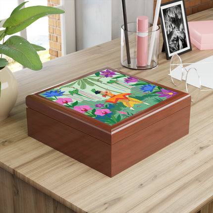 🦜🌺 The Parrot Dancer Jewelry Box – Art Deco Tropical Whimsy