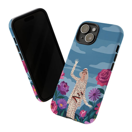 🌺👒 The Grand Flower Promenade Phone Case – Art Deco Fashion Illustration