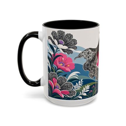 🌸🎀 The Pink Lace Garden Promenade Colorful Mug – Art Deco Fashion Elegance