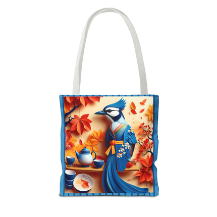Blue Jay at an Autumn Tea Ceremony Tote Bag (AOP)