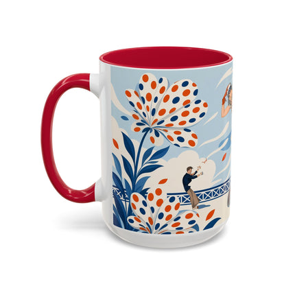 🌼🧡 The Polka Dot Wind Dancer Colorful Mug – Art Deco Fashion Whimsy